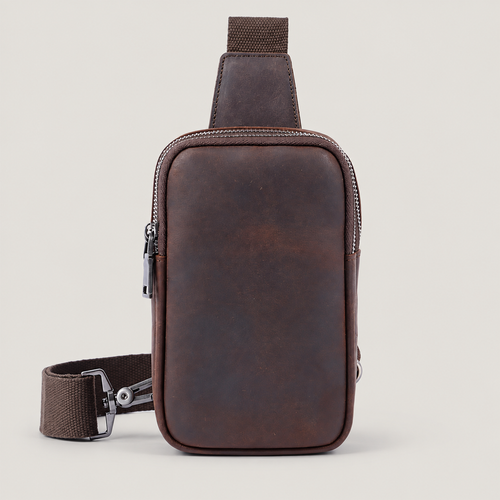 EKROZ dark coffee leather crossbody bag — 1