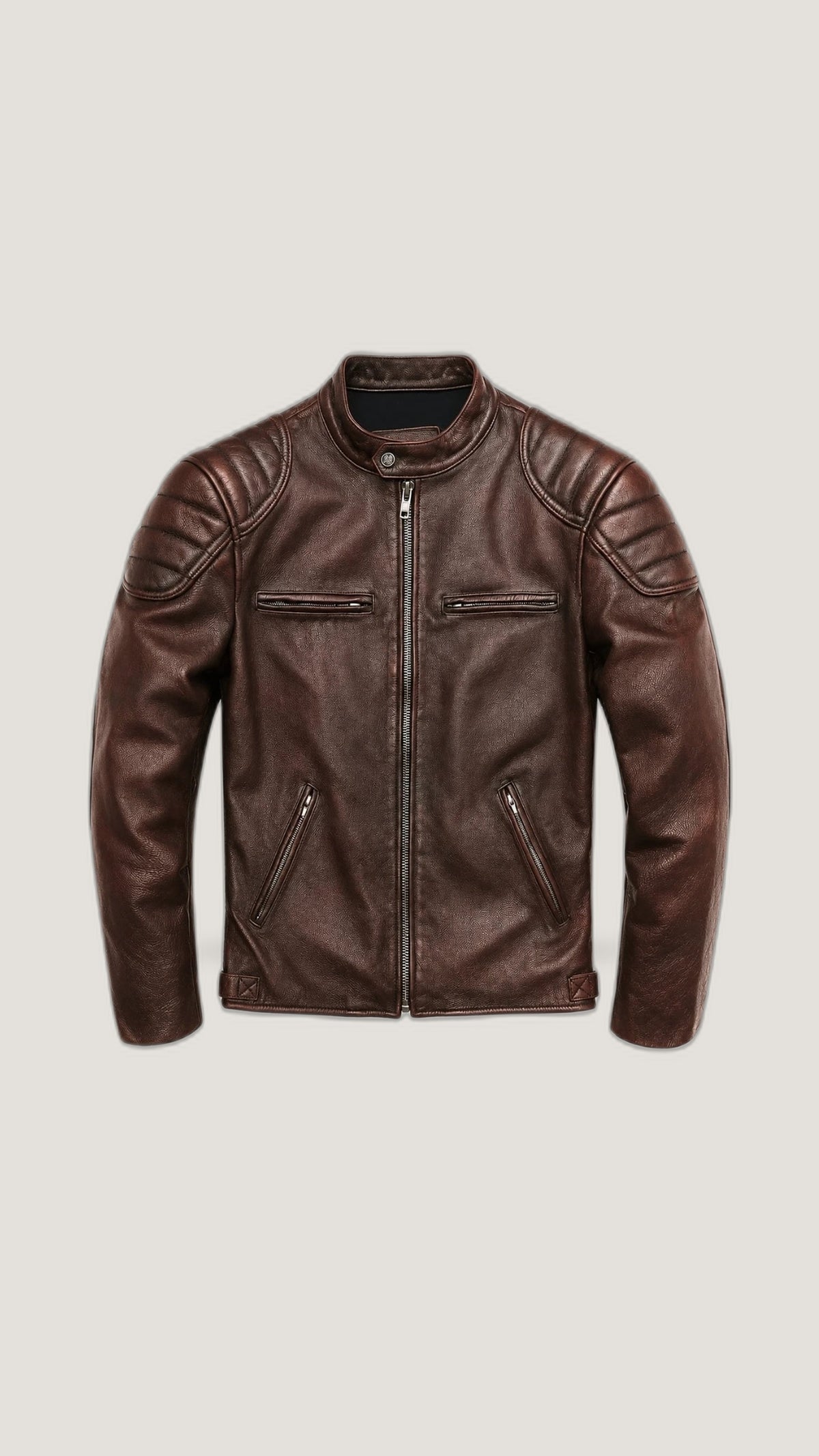 Vintage Brown Biker Jacket — 100% Genuine Leather