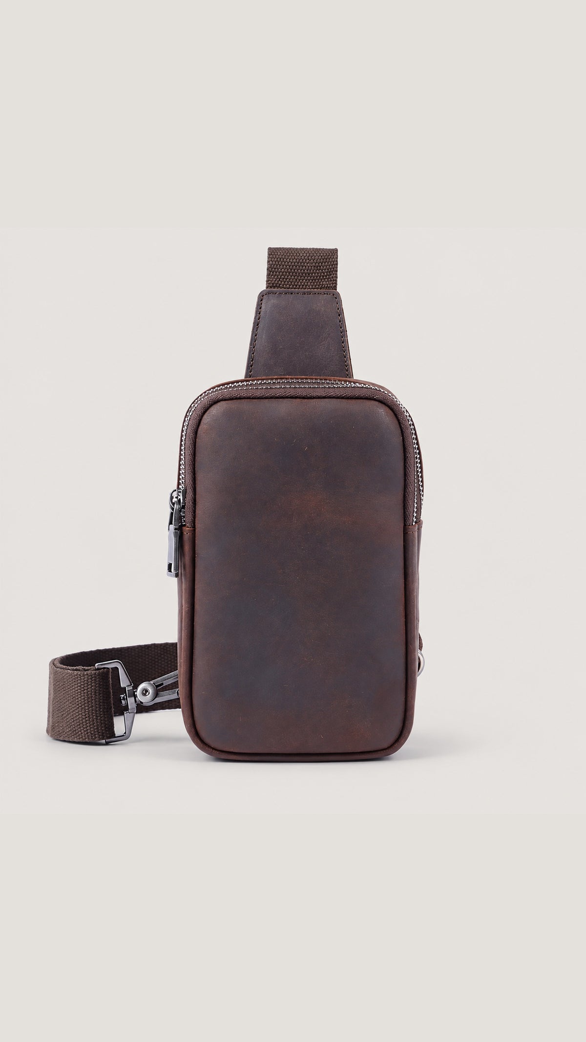 Dark Coffee Leather Crossbody Bag